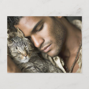 Knappe Mannen & Katten Kunst Ansichtkaart Briefkaart
