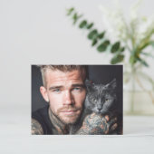 Knappe Mannen & Katten Kunst Ansichtkaart Briefkaart (Staand voorkant)