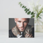 Knappe Mannen & Katten Kunst Ansichtkaart Briefkaart (Staand voorkant)