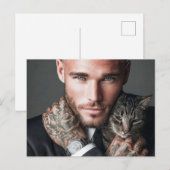 Knappe Mannen & Katten Kunst Ansichtkaart Briefkaart (Voorkant / Achterkant)