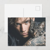 Knappe Mannen & Katten Kunst Ansichtkaart Briefkaart (Voorkant / Achterkant)