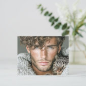 Knappe Mannen & Katten Kunst Ansichtkaart Briefkaart (Staand voorkant)