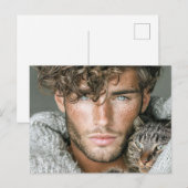 Knappe Mannen & Katten Kunst Ansichtkaart Briefkaart (Voorkant / Achterkant)