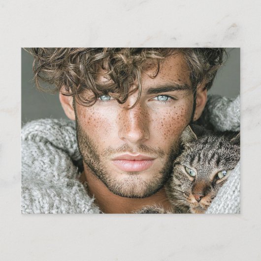 Knappe Mannen & Katten Kunst Ansichtkaart Briefkaart (Voorkant)