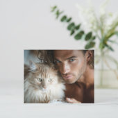 Knappe Mannen & Katten Kunst Ansichtkaart Briefkaart (Staand voorkant)