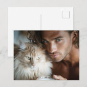 Knappe Mannen & Katten Kunst Ansichtkaart Briefkaart (Voorkant / Achterkant)