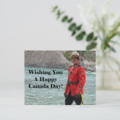 Knappe Mountie Happy Canada Day Grappige foto Briefkaart (Staand voorkant)