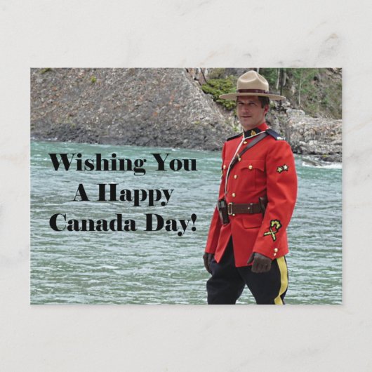 Knappe Mountie Happy Canada Day Grappige foto Briefkaart (Voorkant)