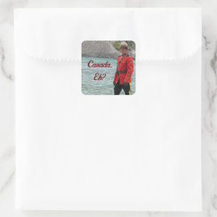 Knappe Mountie Happy Canada Day Grappige foto Vierkante Sticker