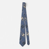Knappe Navy Blue Floral Botanical Stropdas (Voorkant)