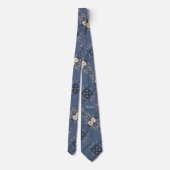 Knappe Navy Blue Floral Botanical Stropdas (Achterkant)