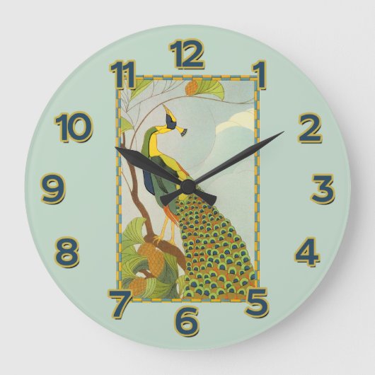 Knappe Peacock Wall Clock Grote Klok (Voorkant)