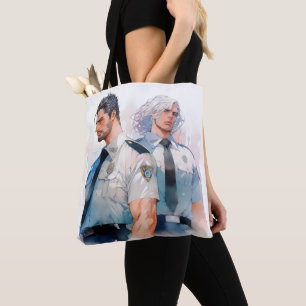 Knappe politieagenten Waterverf Anime Tote Bag