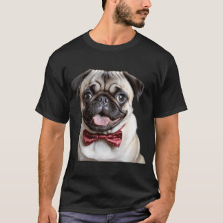 Knappe Pug met das, die puppyhondogen geeft T-shirt