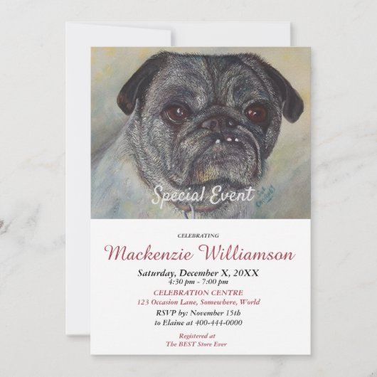 KNAPPE PUG WENST GELUKKIGE VERJAARDAG KAART (Voorkant)