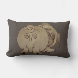 knappe puppy dog speelt boeiend bruin kussen