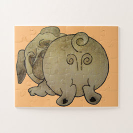 knappe puppy dog speelt boeiend bruin legpuzzel