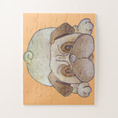 knappe puppy dog speelt boeiend bruin legpuzzel (Verticaal)