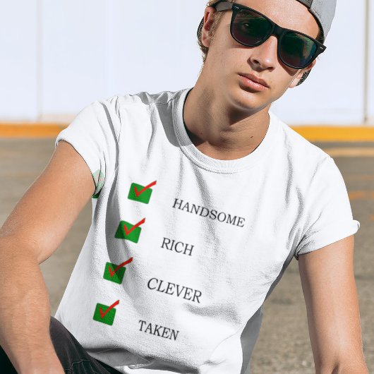 Knappe, rijke, slim genomen grappige typografie t-shirt