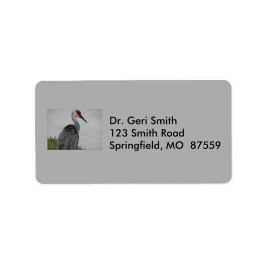 Knappe Sandhill Crane Etiket (Voorkant)
