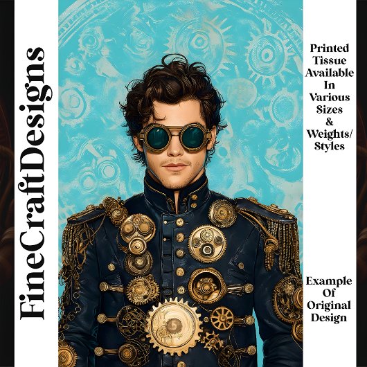 Knappe Steampunk Man Versierde Jas P5 Decoupage Tissuepapier