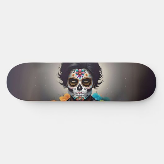 Knappe Sugar Skull Man Jongen Tiener Schaats Deck Persoonlijk Skateboard (Horizontaal)