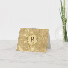 Knappe Tan Marble Monogram Gevouwen Noot Kaart