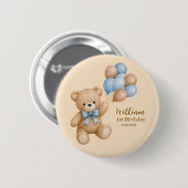 Knappe Teddybeer Jongens Verjaardag Persoonlijk  Ronde Button 5,7 Cm (Voorkant /achterkant)