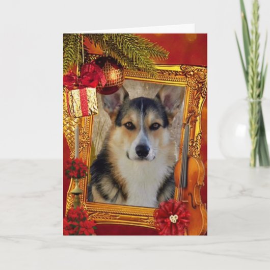 Knappe Vakantie Welsh Corgi met Lijst Feestdagen Kaart (Voorkant)