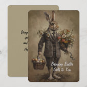 Knappe Victoriaanse Paashaas Met Cadeaus (Voorkant / Achterkant)