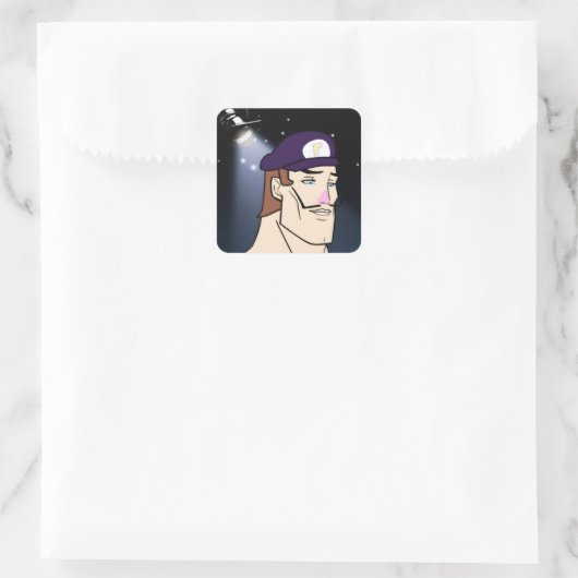 Knappe Waluigi Vierkante Sticker (Tas)