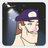 Knappe Waluigi Vierkante Sticker (Voorkant)