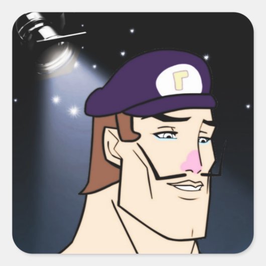 Knappe Waluigi Vierkante Sticker (Voorkant)
