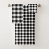 Knappe zwart-wit Gingham Patroon Handdoek Set (Insitu)