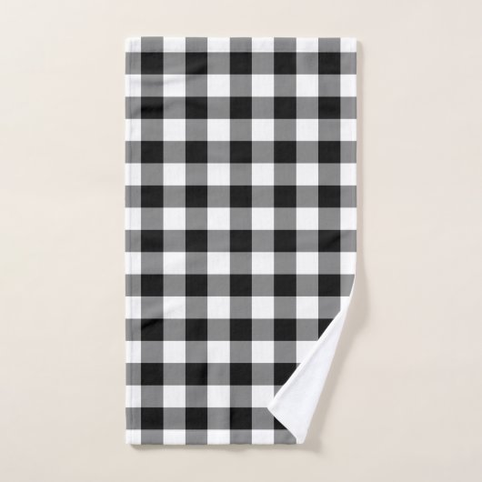 Knappe zwart-wit Gingham Patroon Handdoek Set (Handdoek)