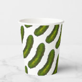 Knapperige Groene Kosher Dill Pickle Joodse Deli Papieren Bekers (Achterkant)