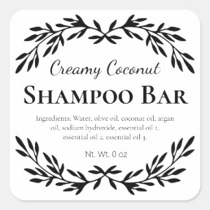 Knapperige witte zelfgemaakte shampoo bar labels