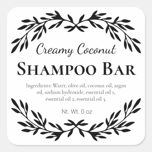 Knapperige witte zelfgemaakte shampoo bar labels (Voorkant)