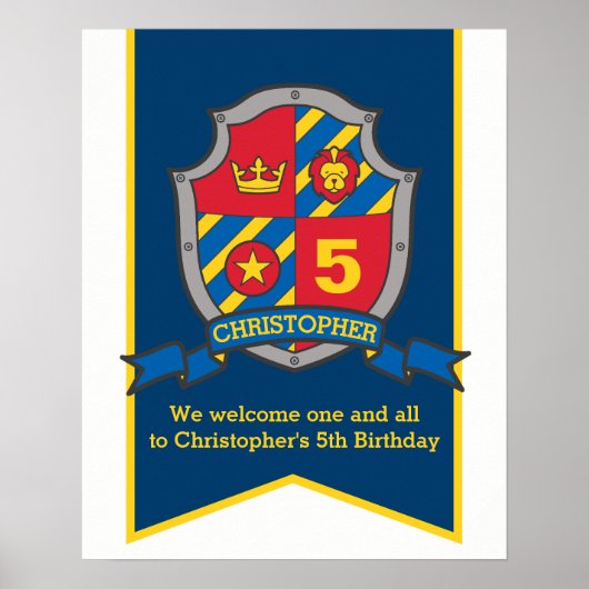 Knays 5e verjaardag heraldry shield welkom poster (Voorkant)
