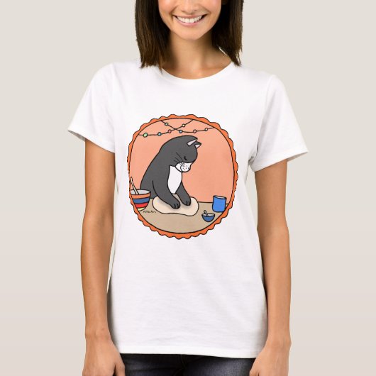 Kneading Cat Baker Baking Lover Tuxedo cat lover T-shirt (Voorkant)