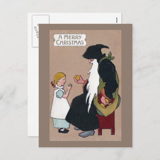 Knecht Ruprecht  Duitse kerst folklore Feestdagenkaart (Voorkant / Achterkant)