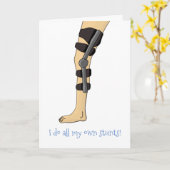 Knee Brace grappig Ik doe al mijn eigen stuntkaart Kaart (Gele Bloem)