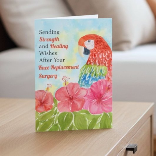 Knee Replacement Healing Scarlet Macaws, Hibiscus Kaart