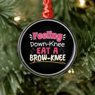 Knee Surgery Positivity Pun - Cute Brownie Metalen Ornament