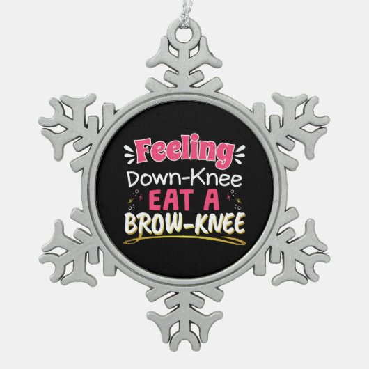 Knee Surgery Positivity Pun - Cute Brownie Tin Sneeuwvlok Ornament (Voorkant)