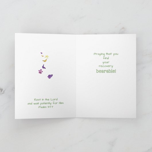 Knee Surgery, Teddy Bear en Flowers krijgen goed Kaart (Binnen)