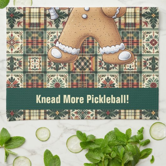 Kneed Meer Pickleball! aangepaste tekst Theedoek (Gevouwen)