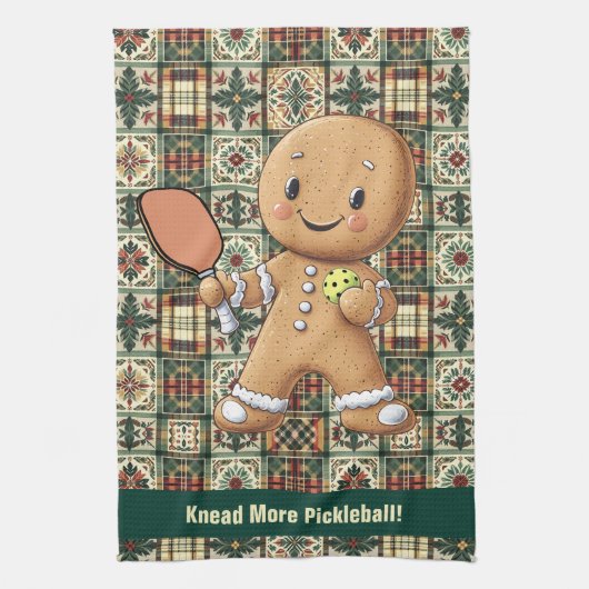 Kneed Meer Pickleball! aangepaste tekst Theedoek (Verticaal)