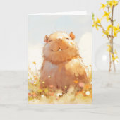 Kneedbaar Ontspannen Capybara Kaart (Gele Bloem)