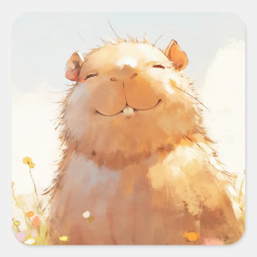 Kneedbaar Ontspannen Capybara Vierkante Sticker (Voorkant)